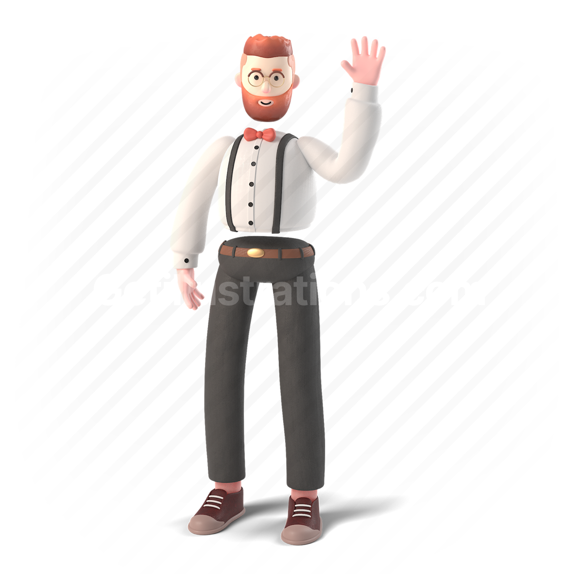 3d, people, person, formal, man, wave, greeting, hello, waving